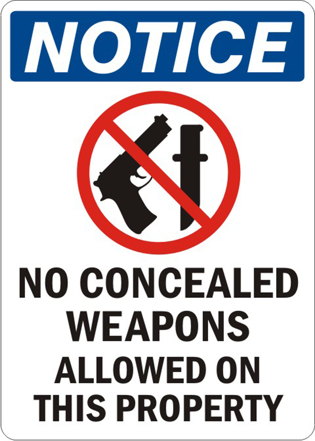 No Concealed Weapons Allowed On This Property – Notice Sign within Free Printable No Guns Allowed Sign