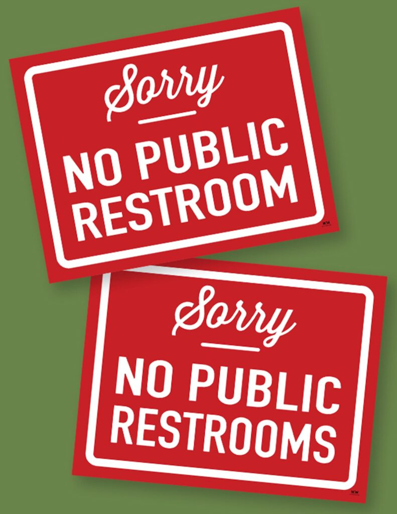 No Public Restroom Signs - 15 Free Signs | Printabulls for Free Printable No Restroom Signs