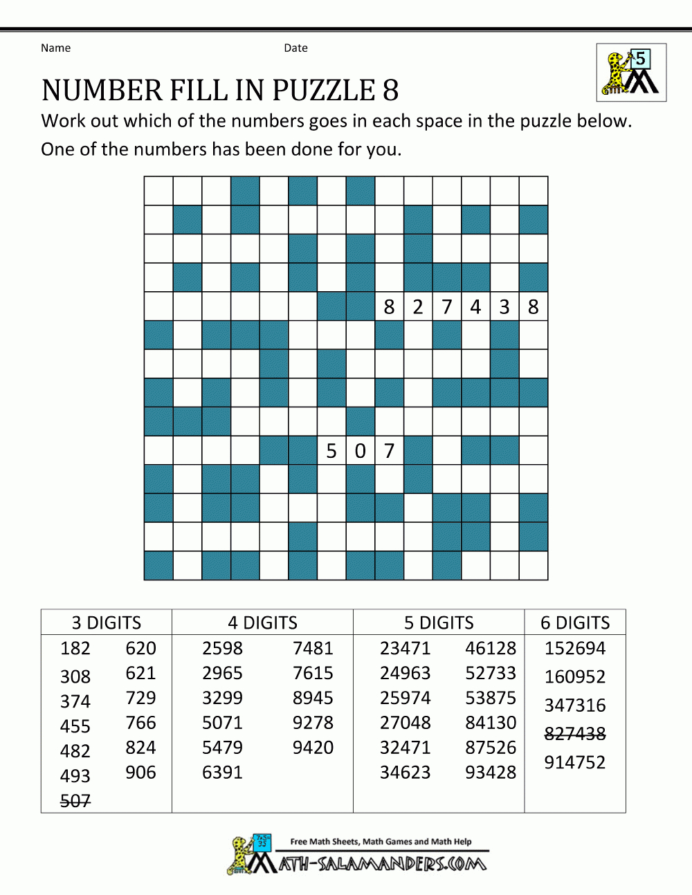 Number Fill In Puzzle 8 in Free Printable Fill In Puzzles