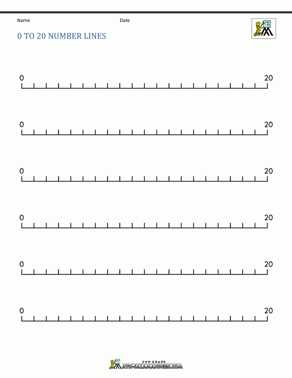 Number Line 0 To 20 throughout Free Printable Number Line Worksheets