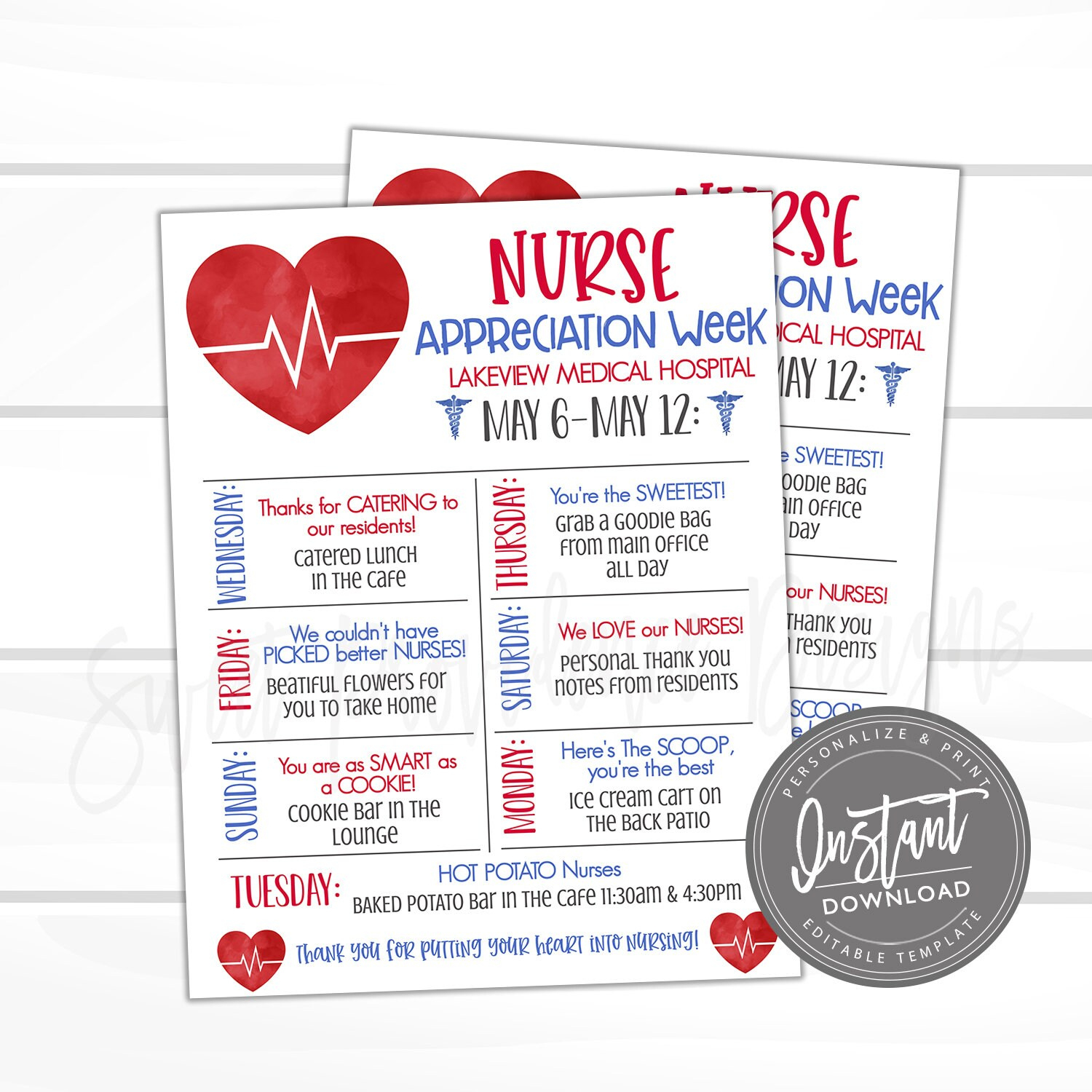 Nurse Week Planner - Etsy regarding Nurses Week 2025 Cards Free Printable