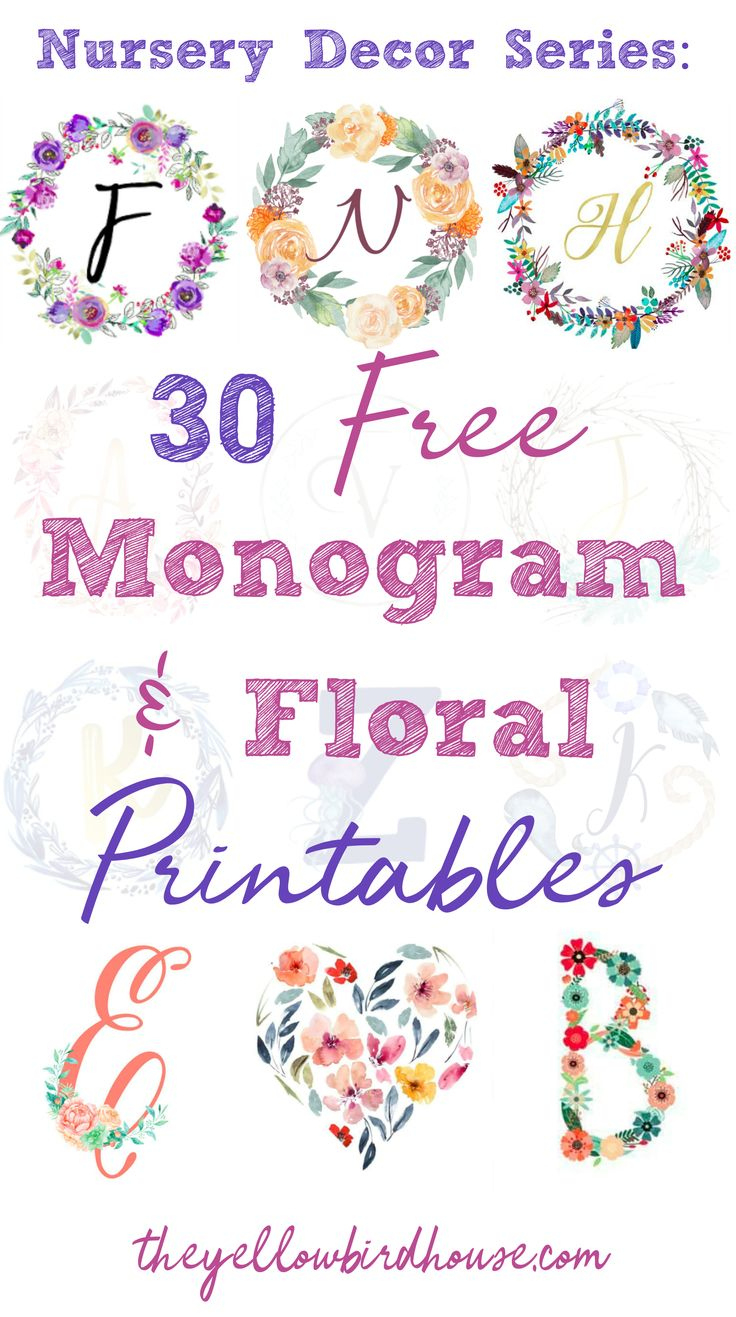 Nursery Decor Series: 30 Free Monogram Printables | Free Printable with Free Printable Monogram Letters