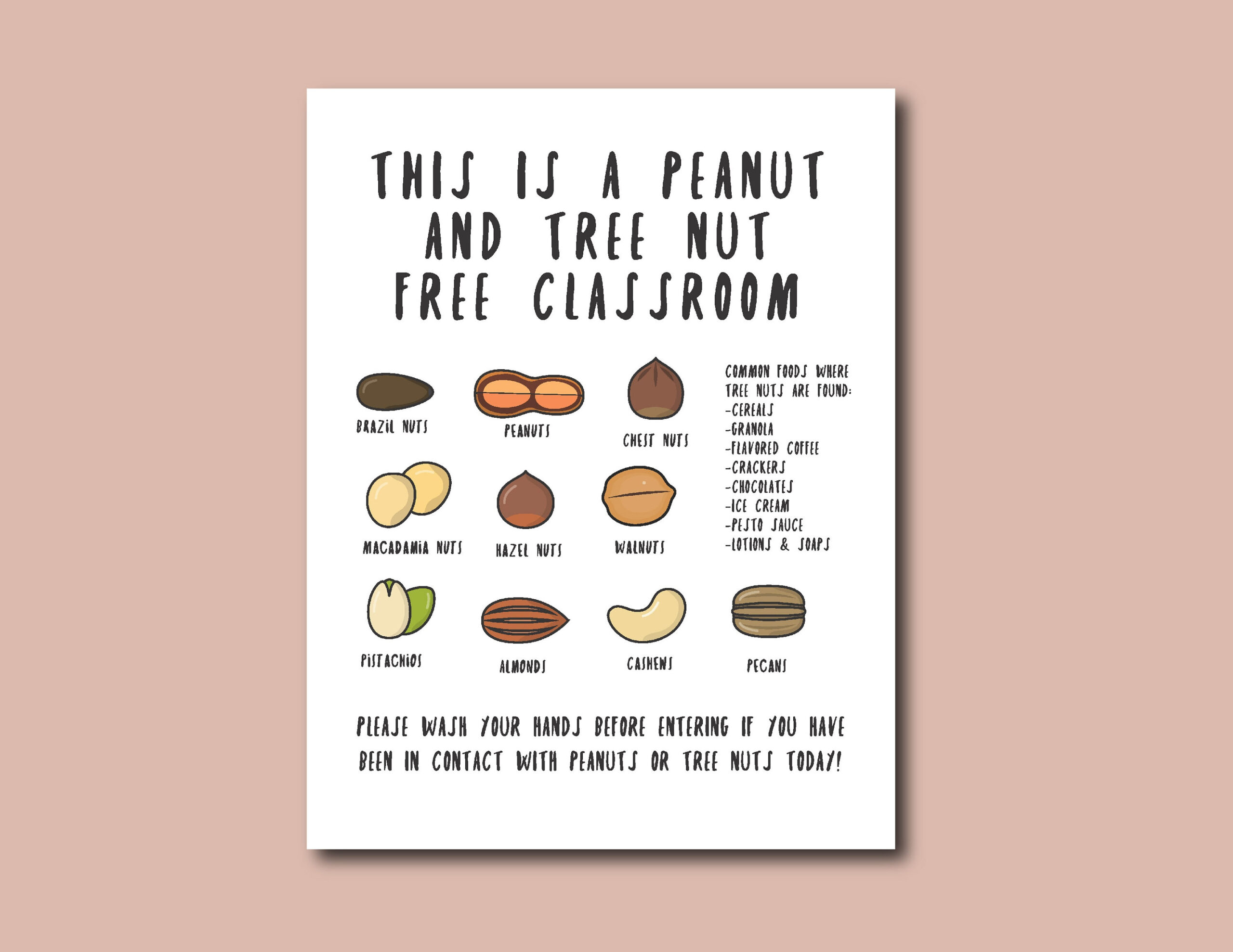 Nut Free Classroom Sign inside Printable Peanut Free Classroom Signs