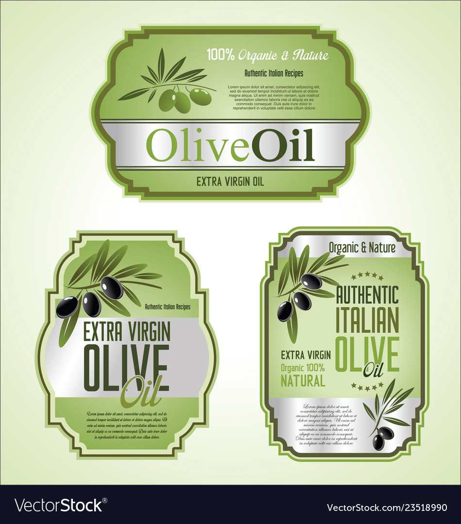 Olive Oil Labels And Design Elements Royalty Free Vector inside Free Printable Olive Oil Labels