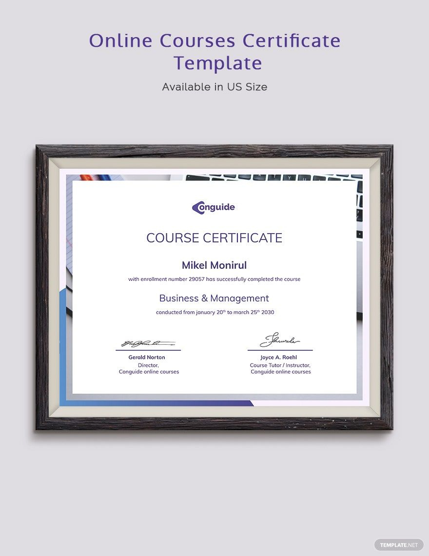 Online Courses Certificate Template In Word, Indesign, Psd for Free Online Courses With Printable Certificates