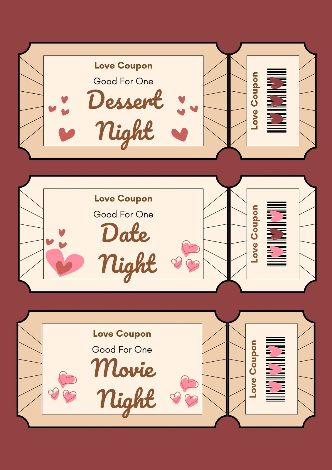 Page 2 - Free Printable Love Coupon Templates | Canva in Free Printable Date Night Coupon