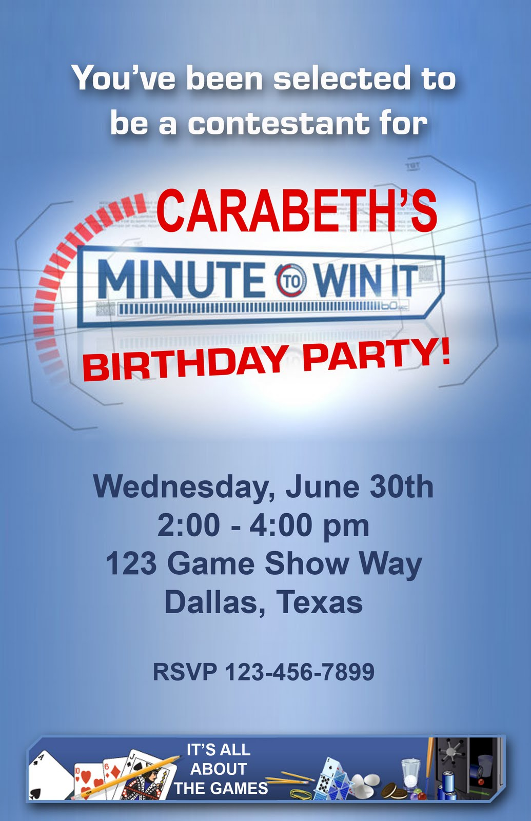 Paper Perfection: Free &amp;quot;Minute To Win It&amp;quot; Birthday Party Invitation for Free Printable Minute to Win It Invitations