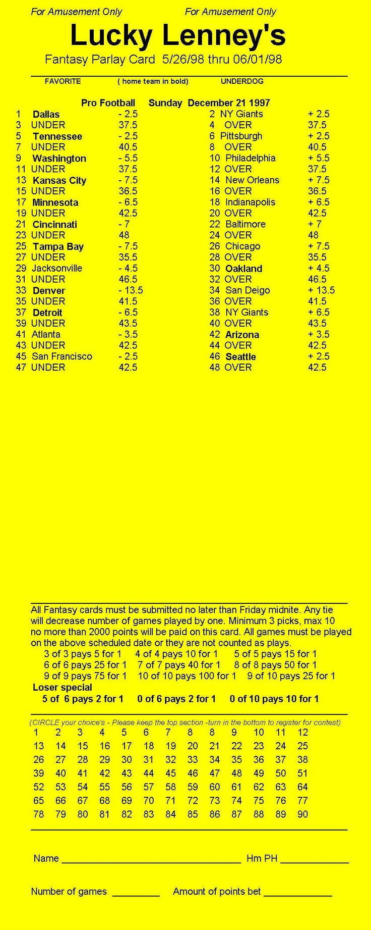 Parlay Card Designer Sample Printout For Football Betting Card regarding Free Printable Parlay Cards