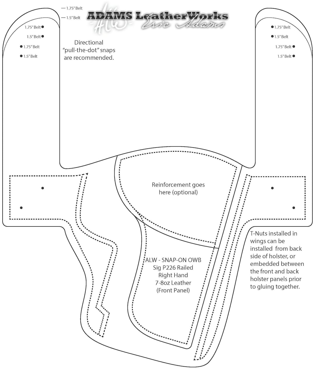 Pdf Digital Pattern Sig P226 Railed Owb Snapon Style Leather in Free Printable Holster Patterns