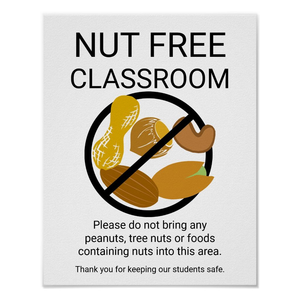 Peanut &amp;amp; Tree Nut Free Classroom School Sign | Zazzle with Printable Peanut Free Classroom Signs