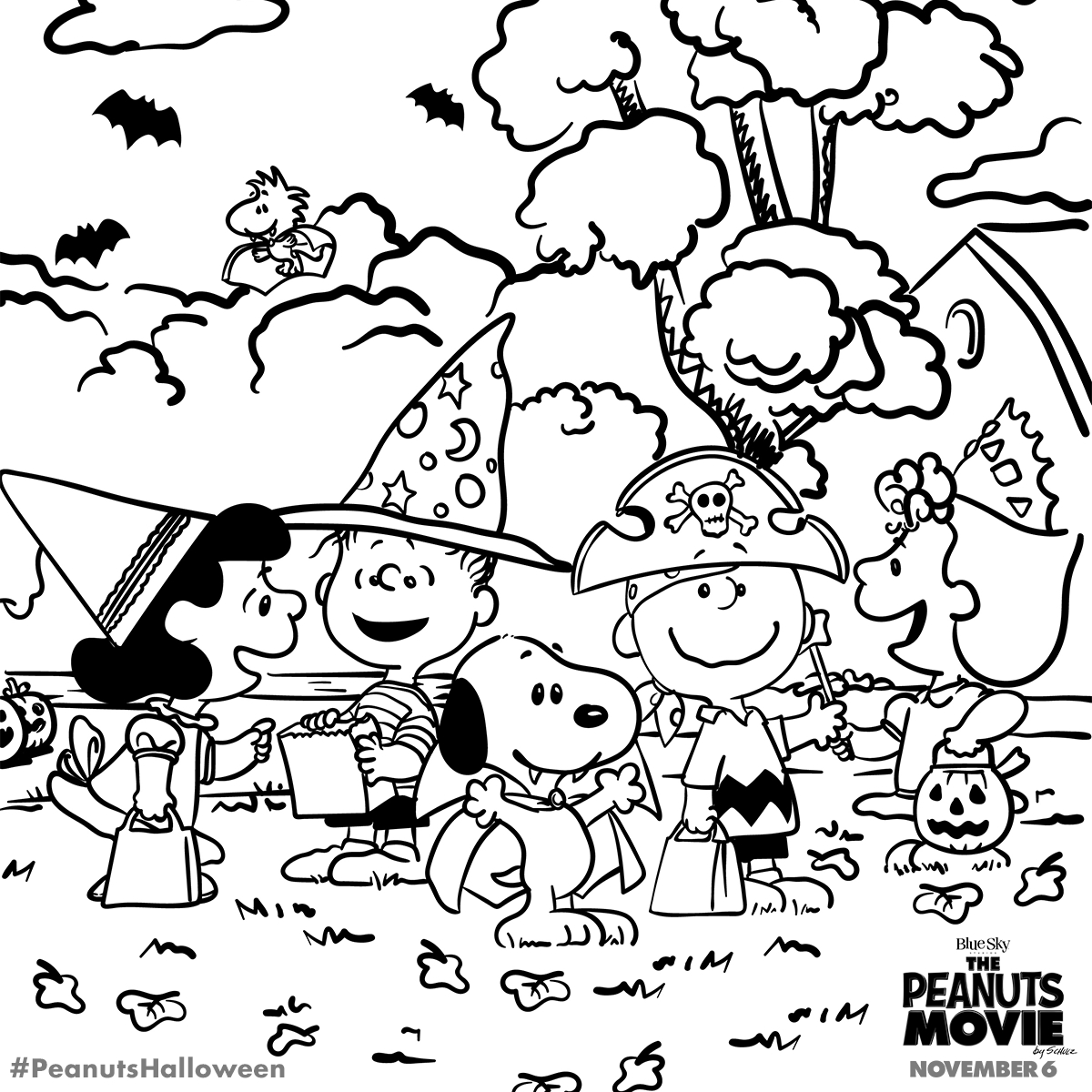 Peanuts Gang Halloween Coloring Pages in Free Printable Charlie Brown Halloween Coloring Pages