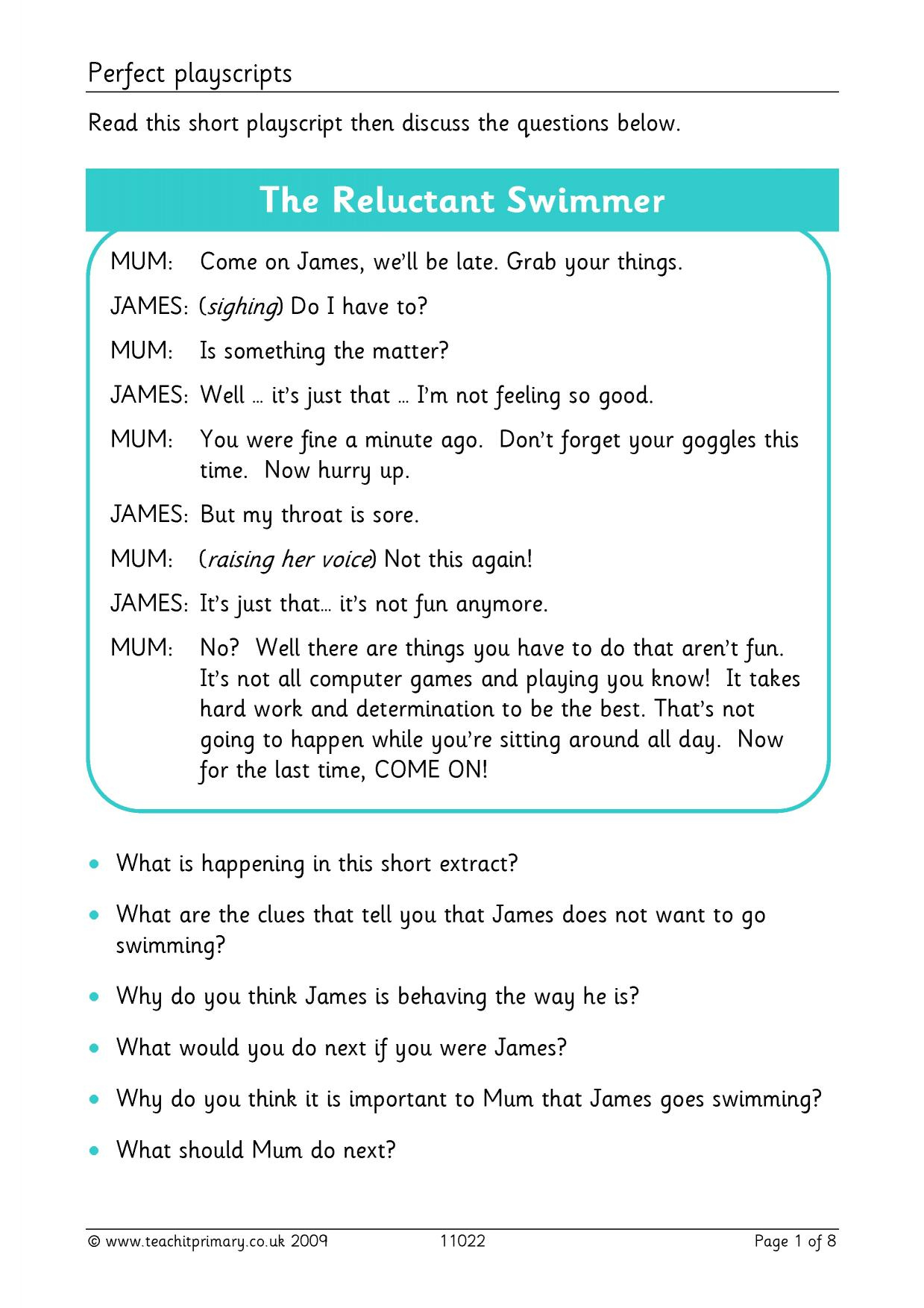 Perfect Playscripts | Ks2 English | Teachit within Free Printable Play Scripts