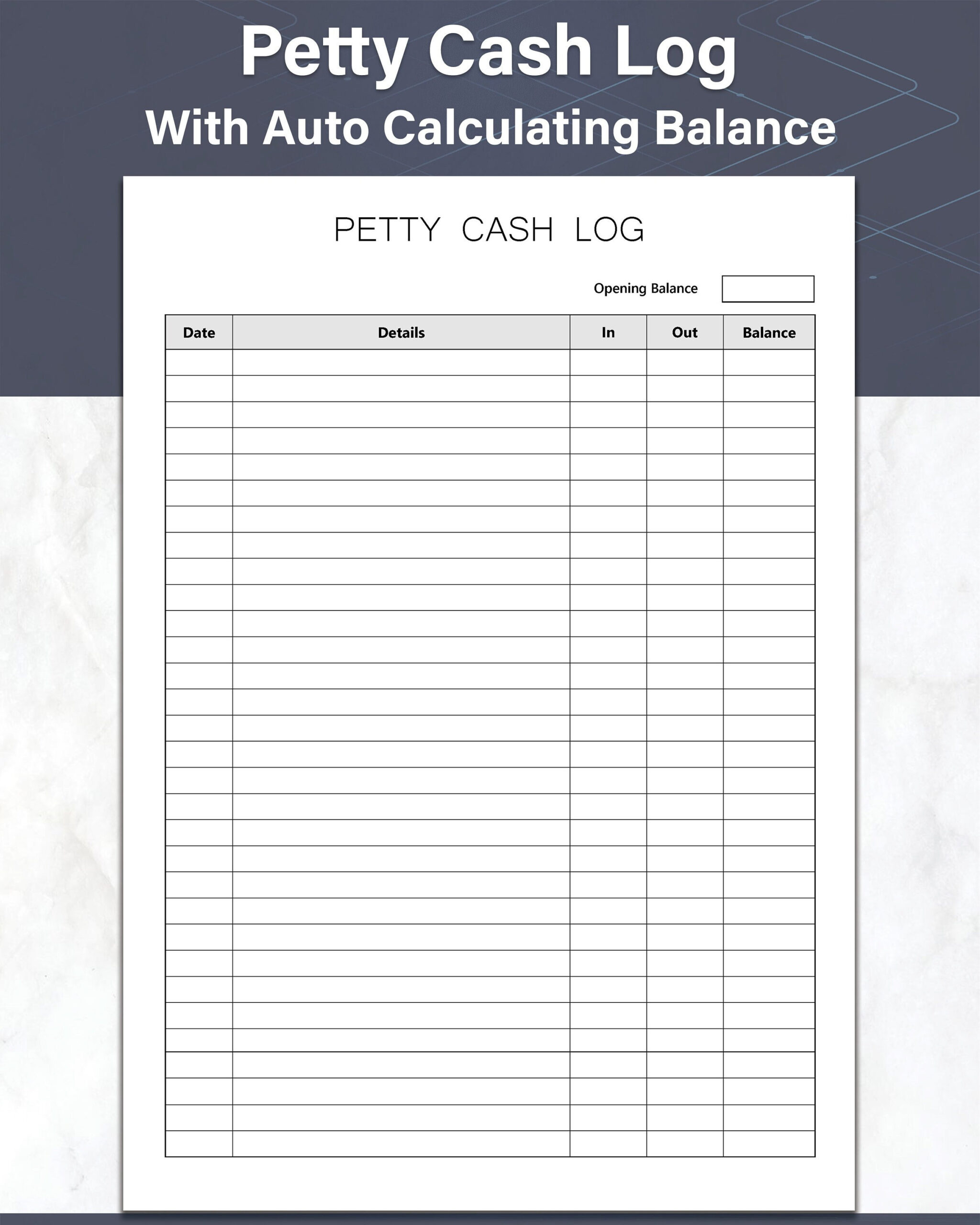 Petty Cash Ledger Fillable And Printable Cash Flow Log Sheet for Free Printable Petty Cash Template