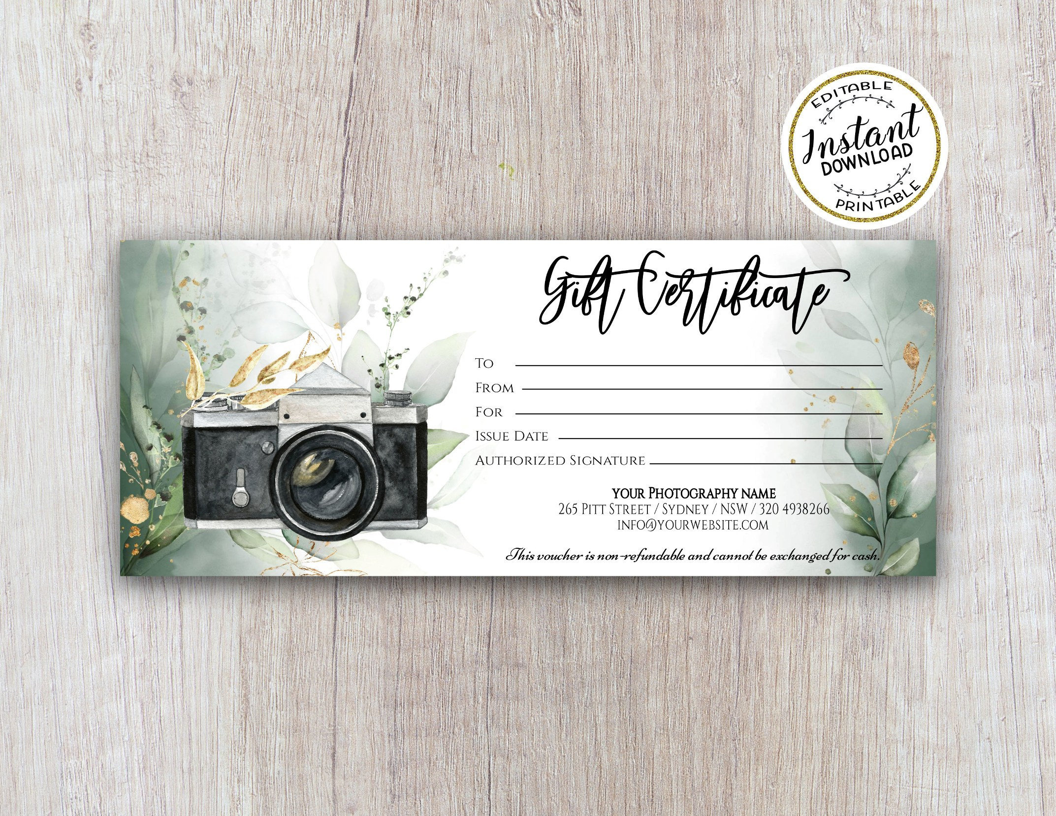 Photography Gift Certificate Templates Printable Gift Certificate with Free Printable Photography Gift Certificate Template