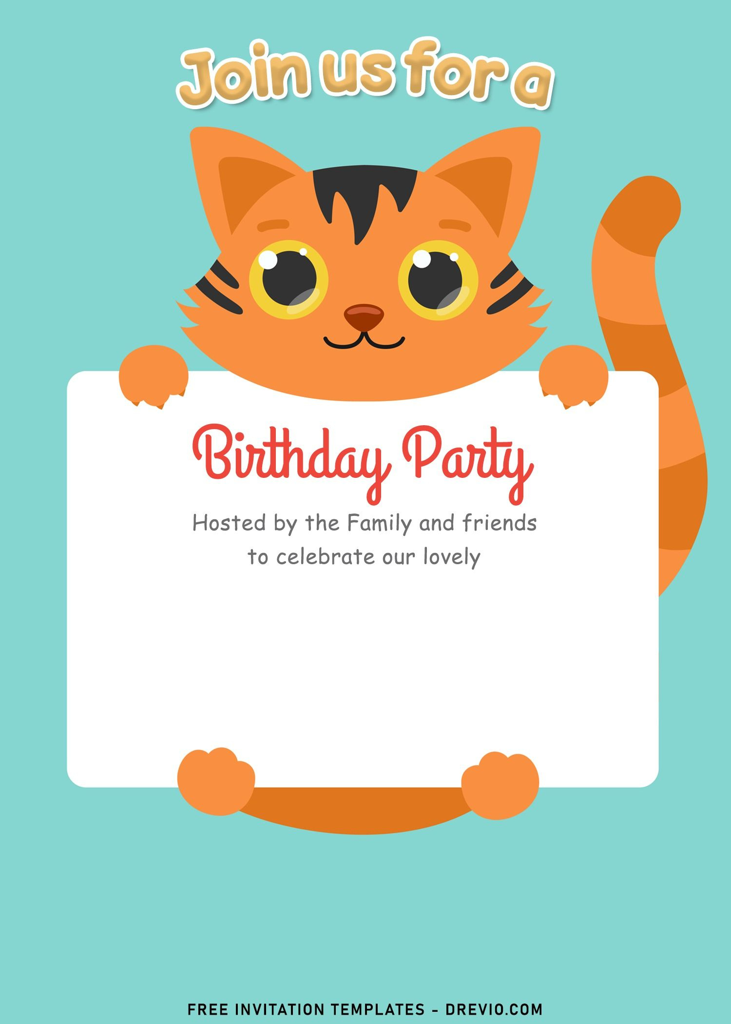 Pin Di Guardado Rápido in Free Printable Kitten Birthday Invitations