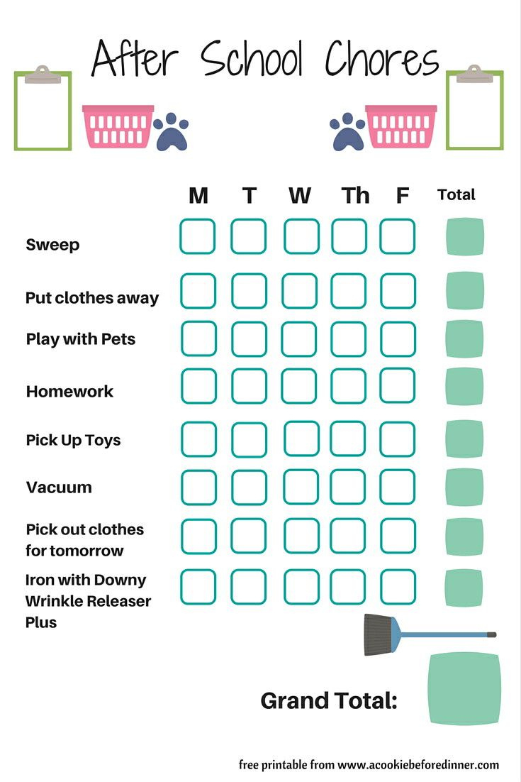 Pin On Parenting regarding Free Printable Chore Charts for 7 Year Olds