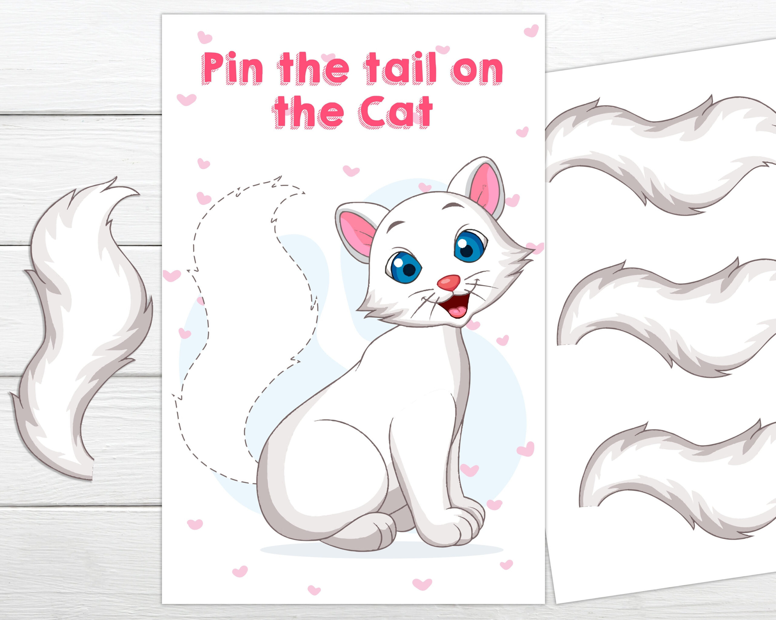 Pin The Tail On The Cat Printable Game Instant Printable Party pertaining to Free Printable Pin the Tail on the Cat