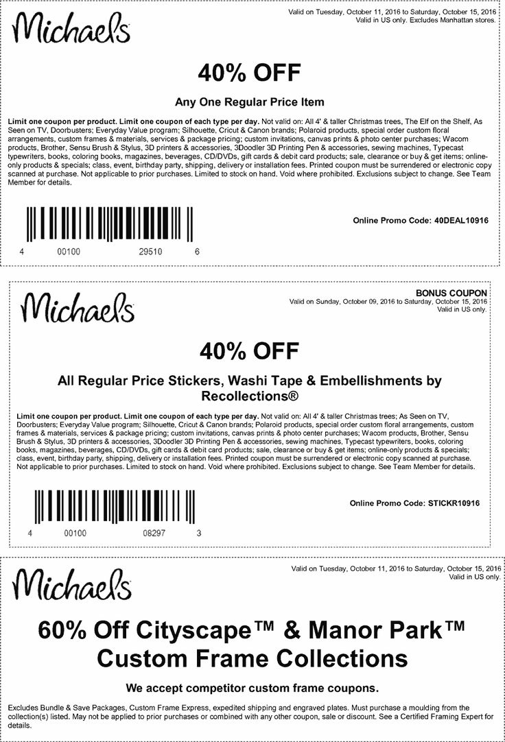 Pinned October 11Th: 40% Off A Single Item &amp;amp; More At #Michaels Or for Free Printable Michaels Coupons