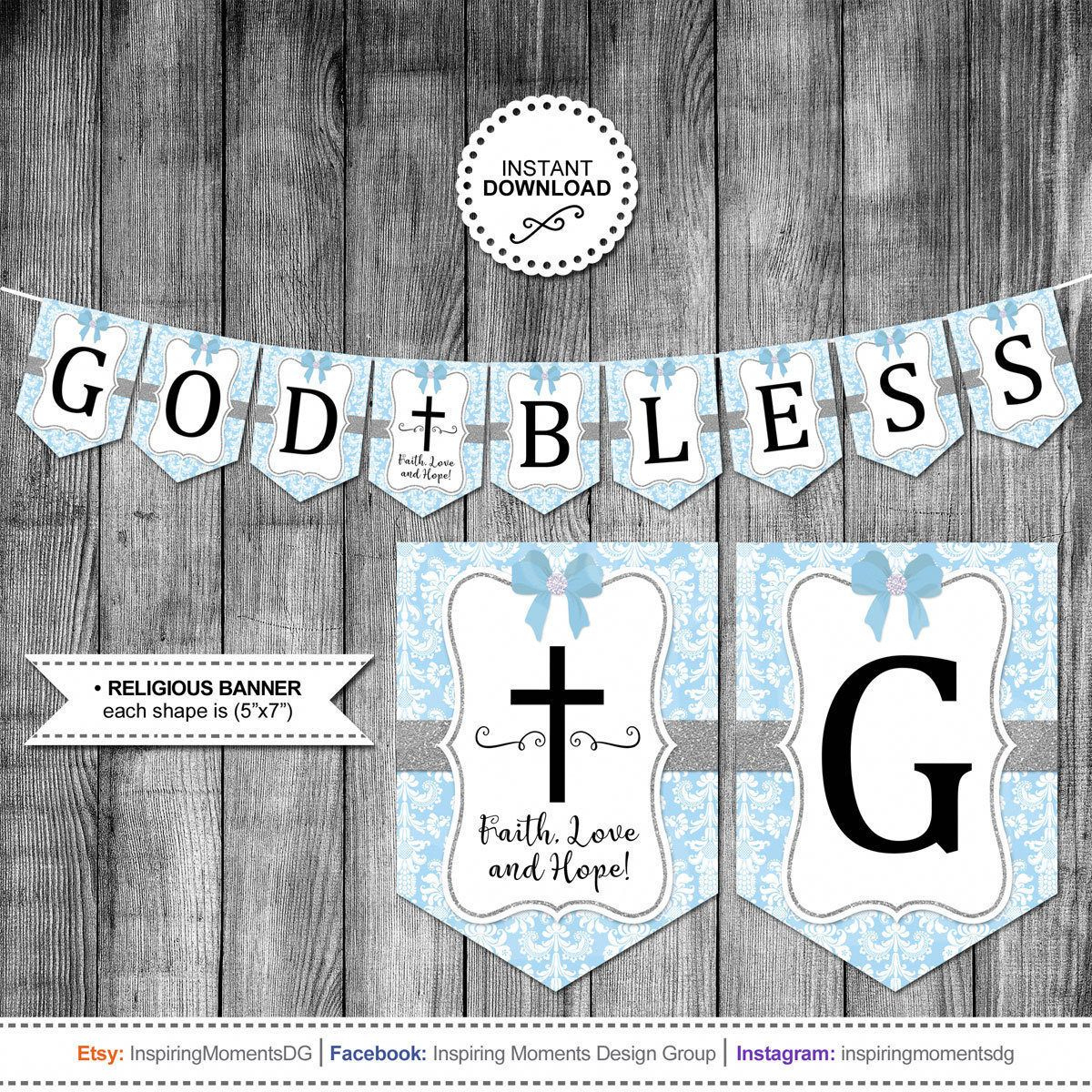 Pinterest with Free Printable God Bless Banner