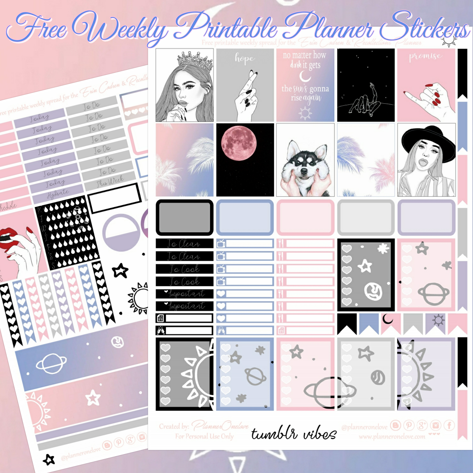 Planner Onelove: Free Tumblr Vibes Printable Planner Stickers For intended for Free Printable Tumblr Stickers