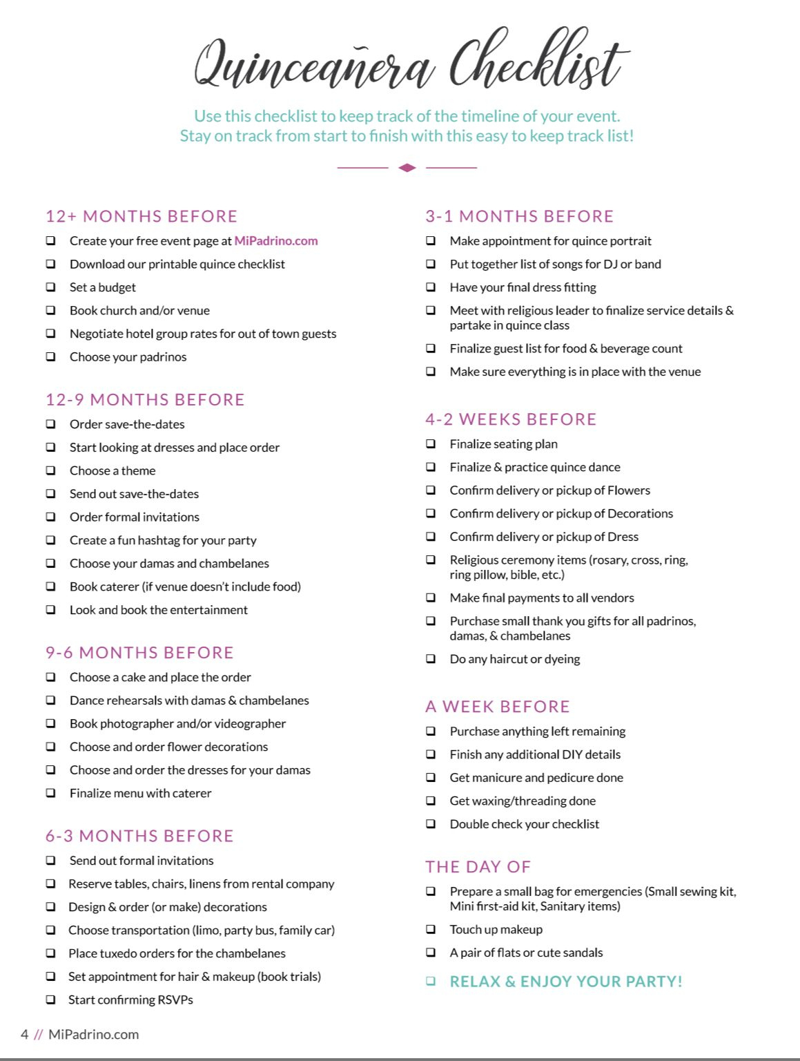 Planning Time! | Quinceanera Checklist, Quinceanera Planning inside Free Quinceanera Planner Printable