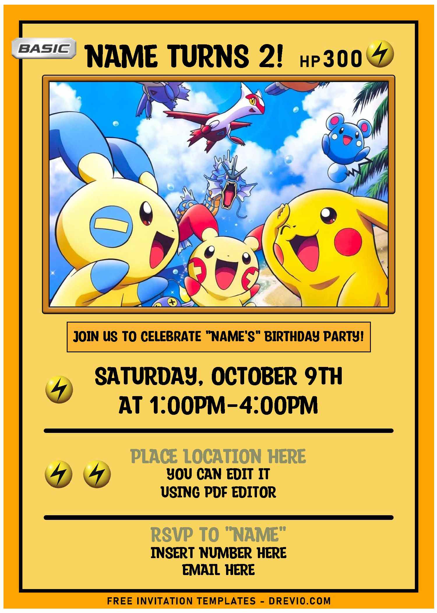 Pokemon Birthday Invitations Template Free intended for Pokemon Invitations Printable Free