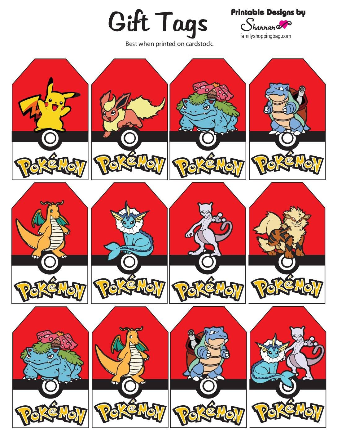 Pokemon Gift Tags | Pokemon Gifts, Pokemon Themed Party, Pokemon with regard to Free Printable Pokemon Thank You Tags