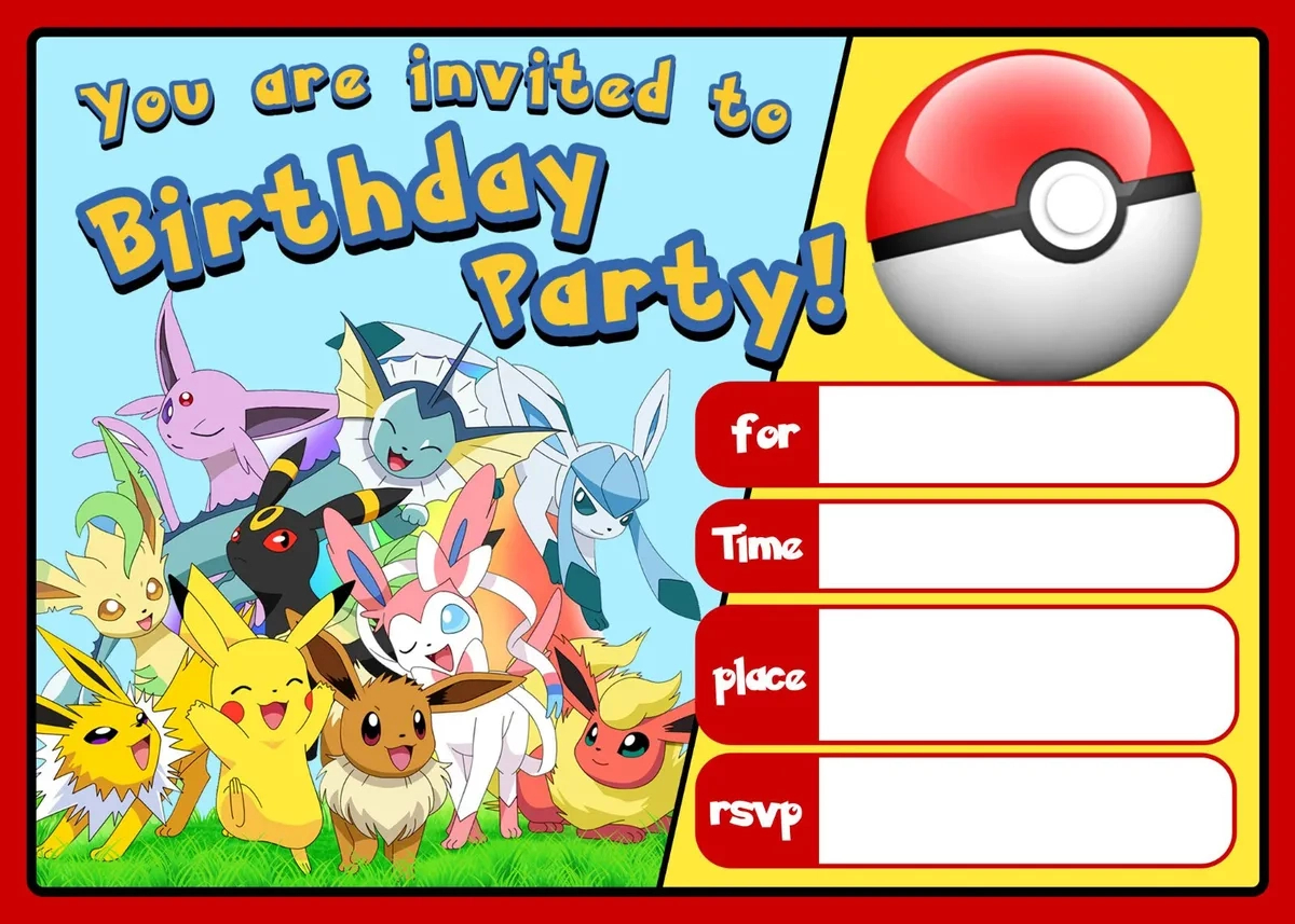 Pokemon Invitations Birthday Party Invites - A5 - Free Next Day Fast Delivery intended for Free Printable Pokemon Birthday Invitations