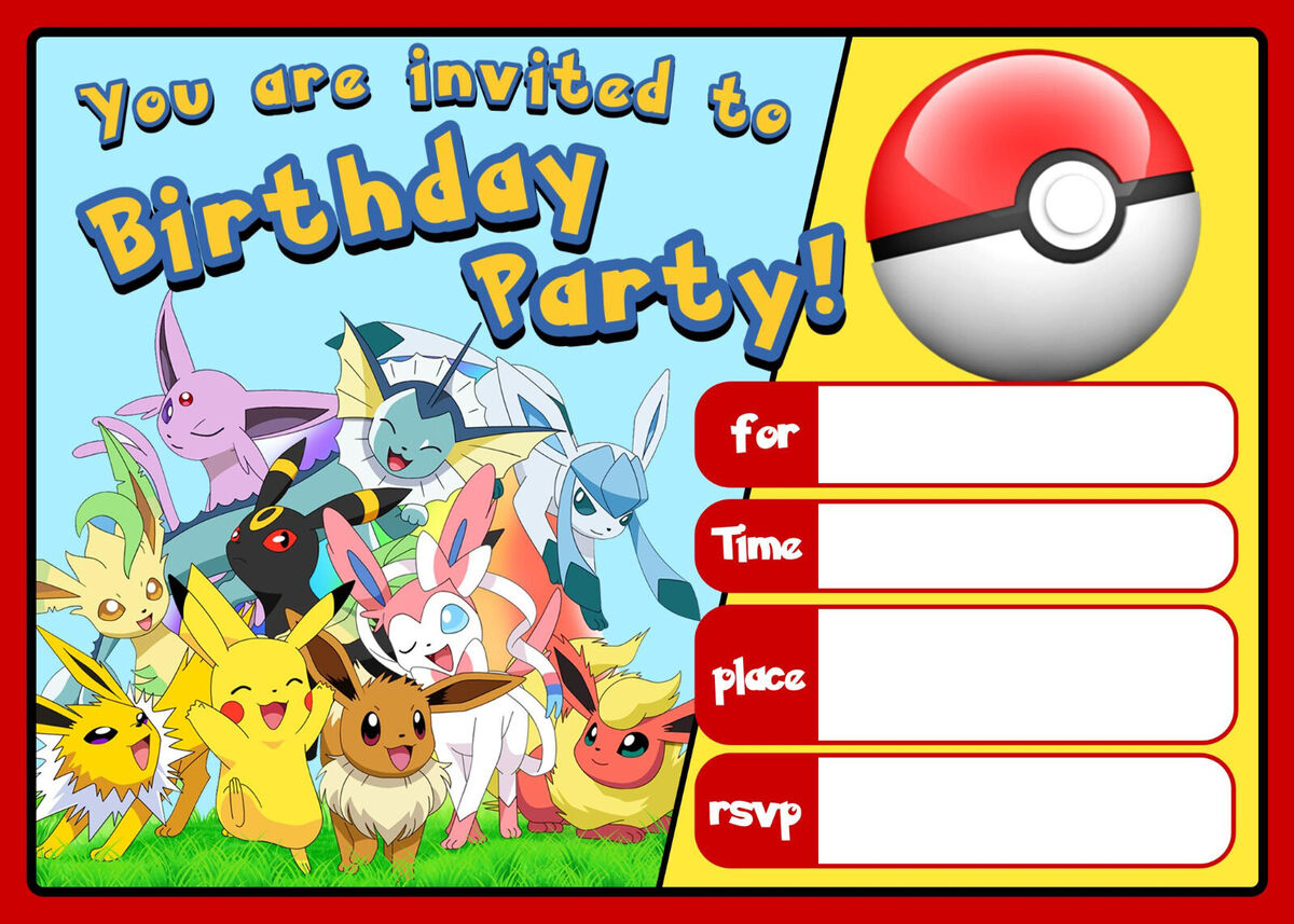 Pokemon Invitations Birthday Party Invites - A5 - Free Next Day Fast Delivery intended for Pokemon Invitations Printable Free