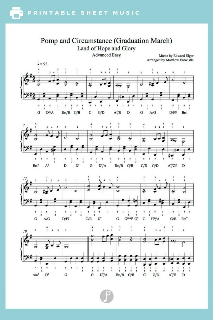 Pomp And Circumstance (Graduation March)Edward Elgar Piano pertaining to Free Printable Sheet Music Pomp And Circumstance