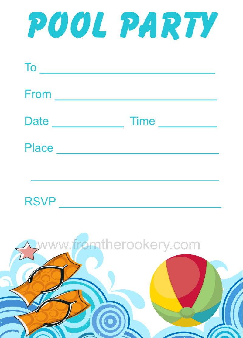 Pool Party Invitation intended for Free Printable Pool Party Invitations