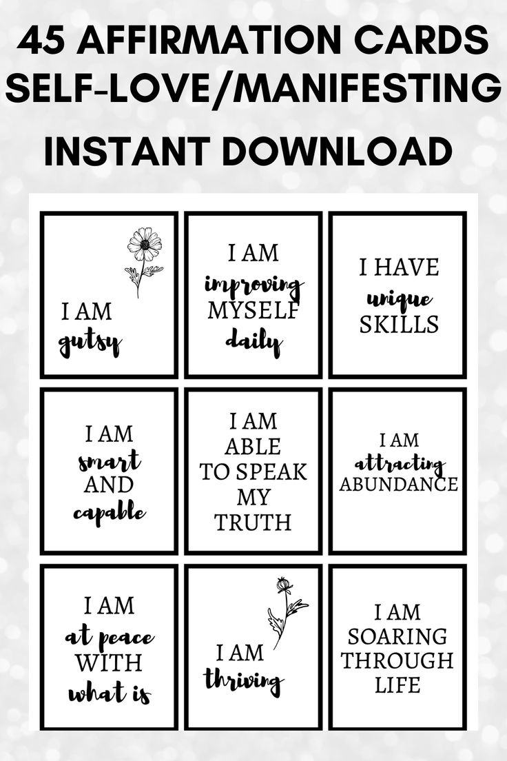 Positive Affirmation Cards Printable, Daily Affirmation Cards with Free Printable Affirmation Cards