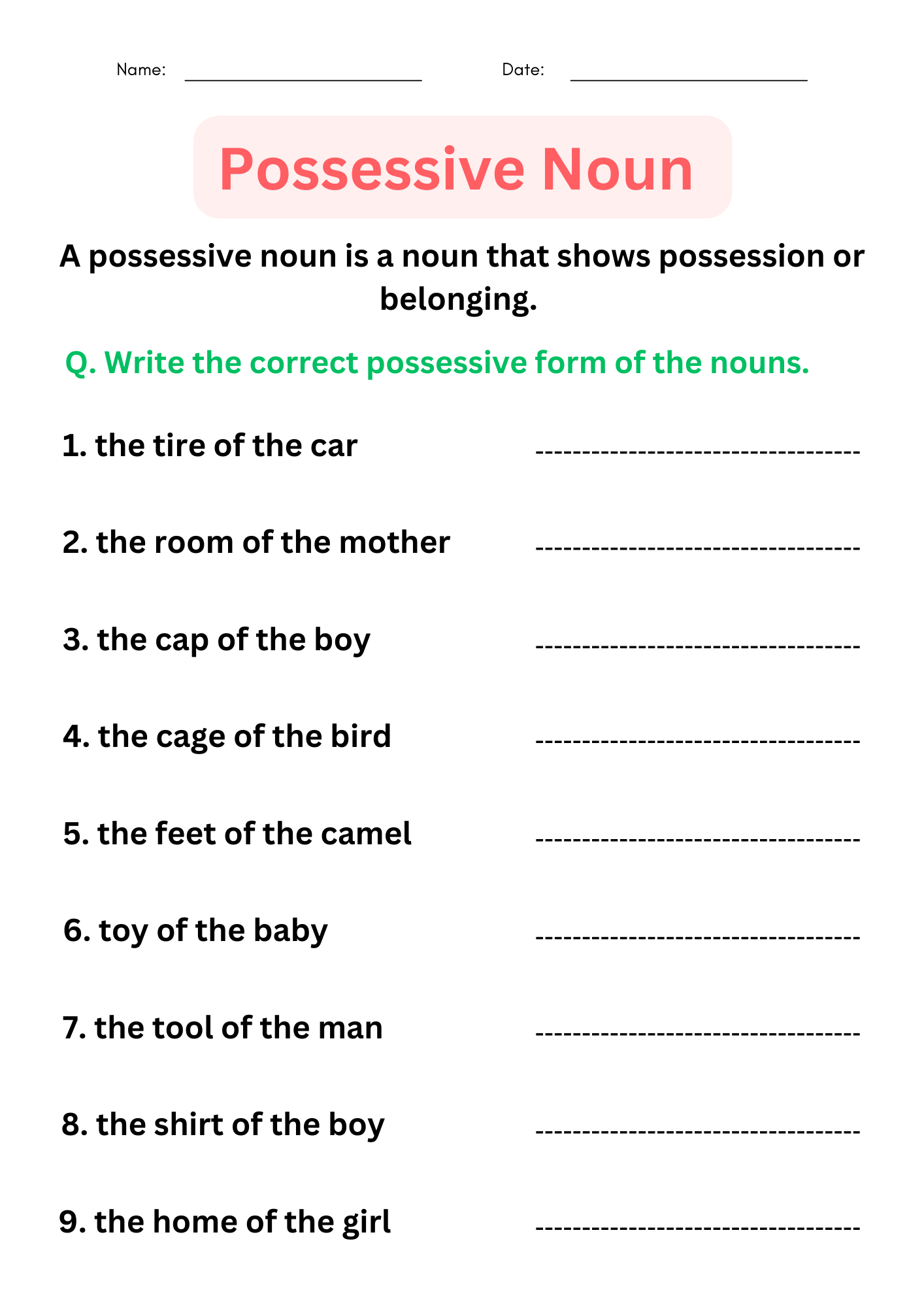 Possessive Nouns Worksheets With Answers - Digital And Printable in Free Printable Possessive Nouns Worksheets