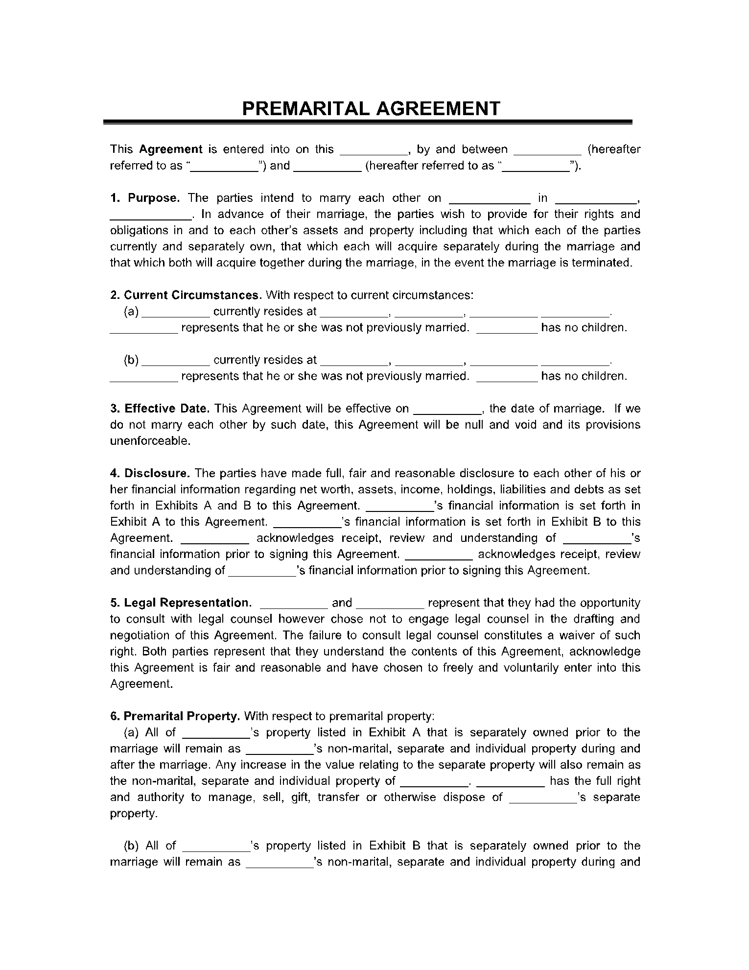 Prenuptial Agreement Template: Free To Print, Save, Download intended for Free Printable Prenuptial Agreement Form