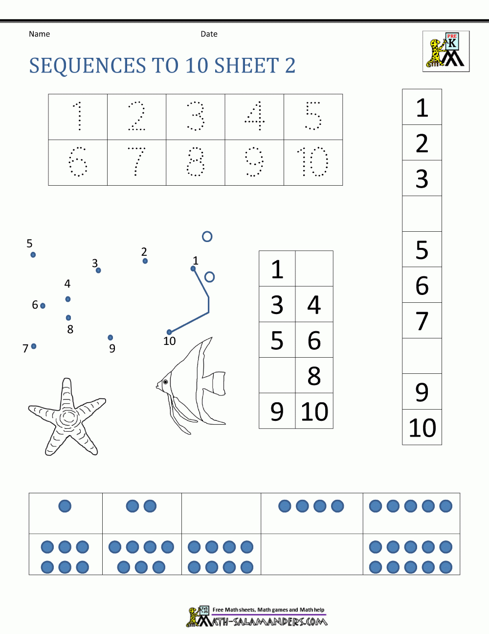 Preschool Number Worksheets - Sequencing To 10 inside Free Printable Sequencing Worksheets 2nd Grade