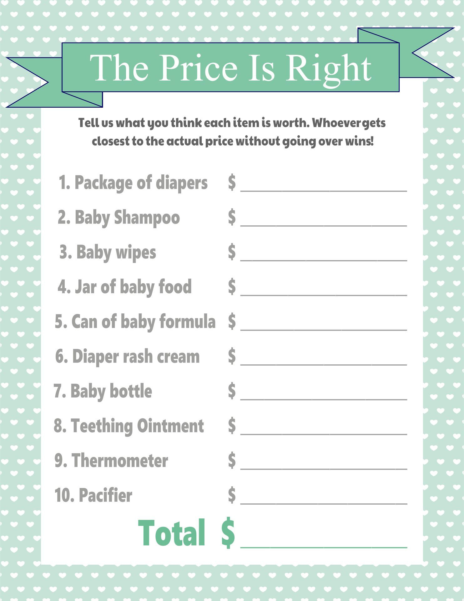 Price Is Right Baby Shower Template Printables | Free Baby Shower with regard to Price Is Right Baby Shower Game Free Printable