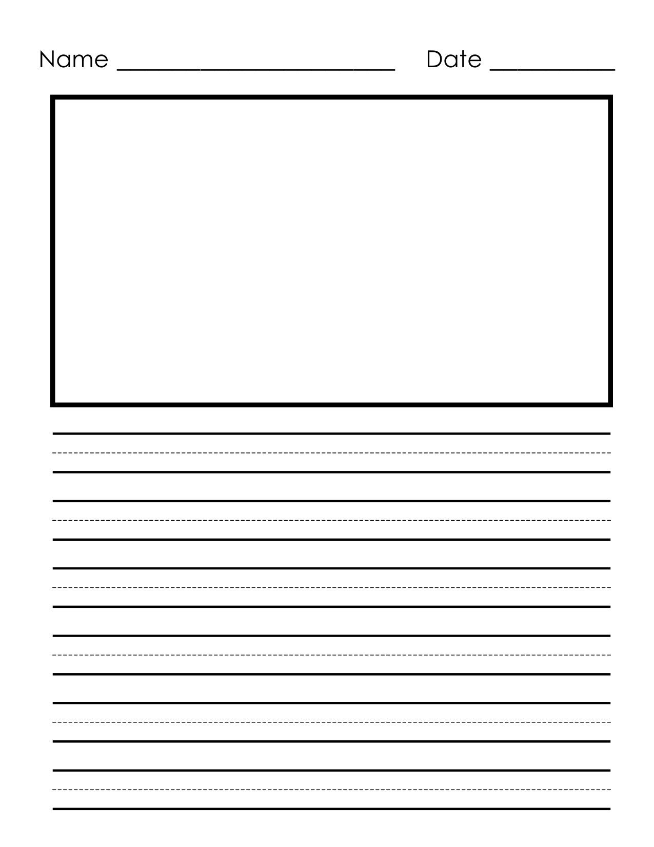 Primary Paper Template For Teaching First Grade pertaining to Free Printable Kindergarten Lined Paper Template