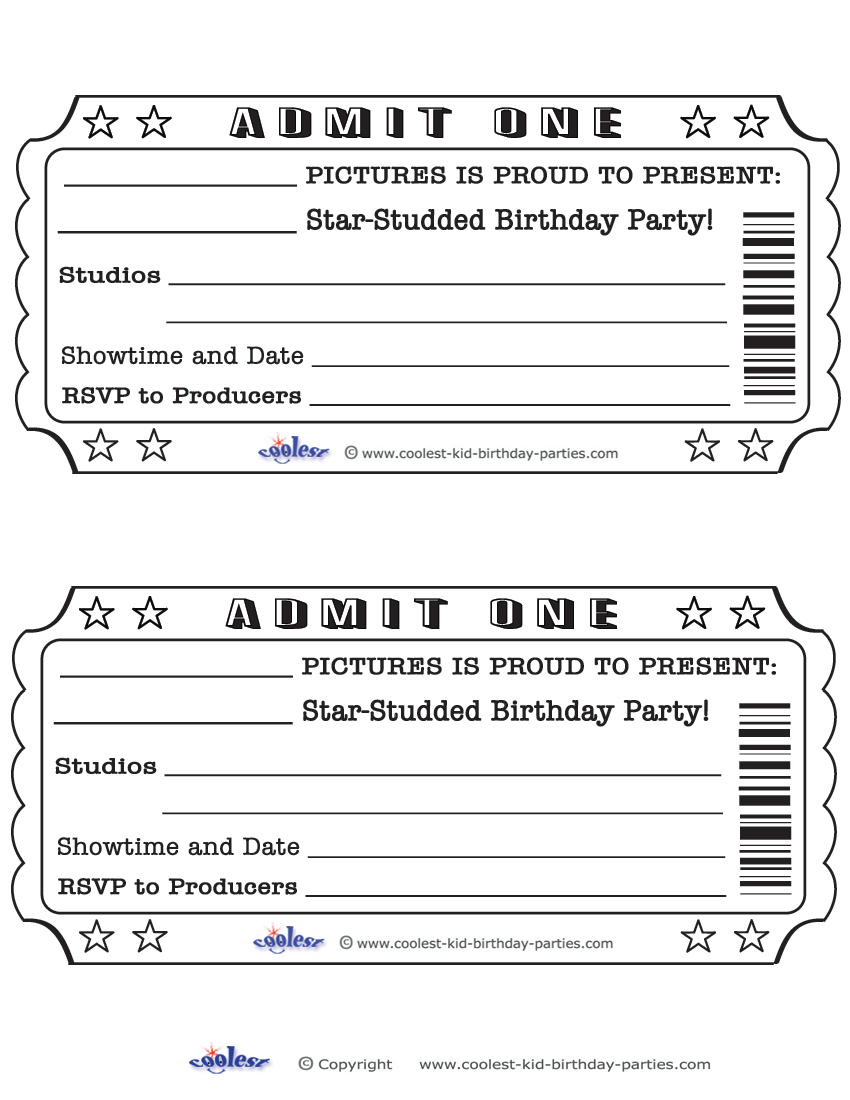 Printable Admit One Invitations - Coolest Free Printables with Free Printable Admit One Invitations