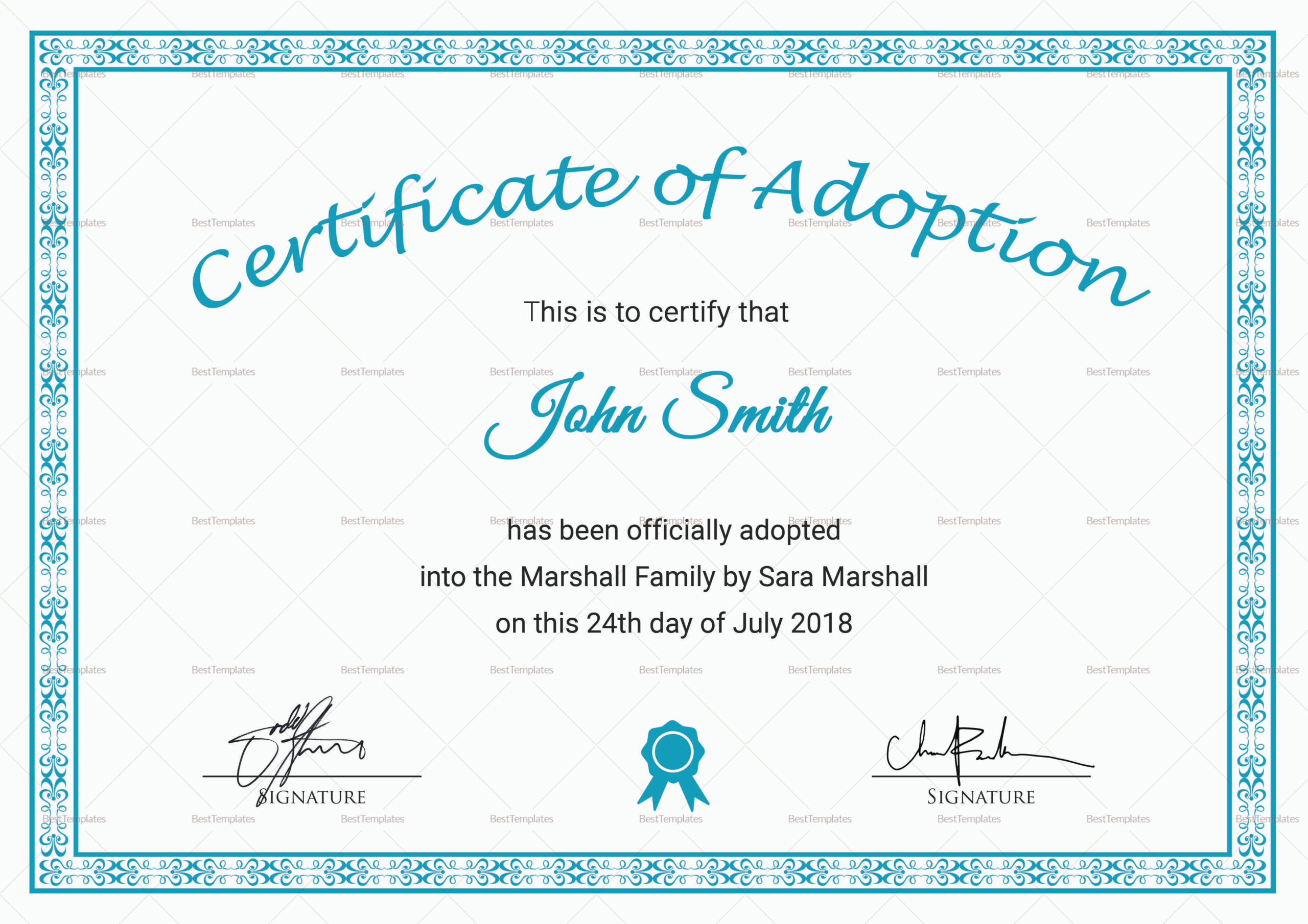 Printable Adoption Certificate Design Template In Psd, Word for Free Printable Adoption Papers