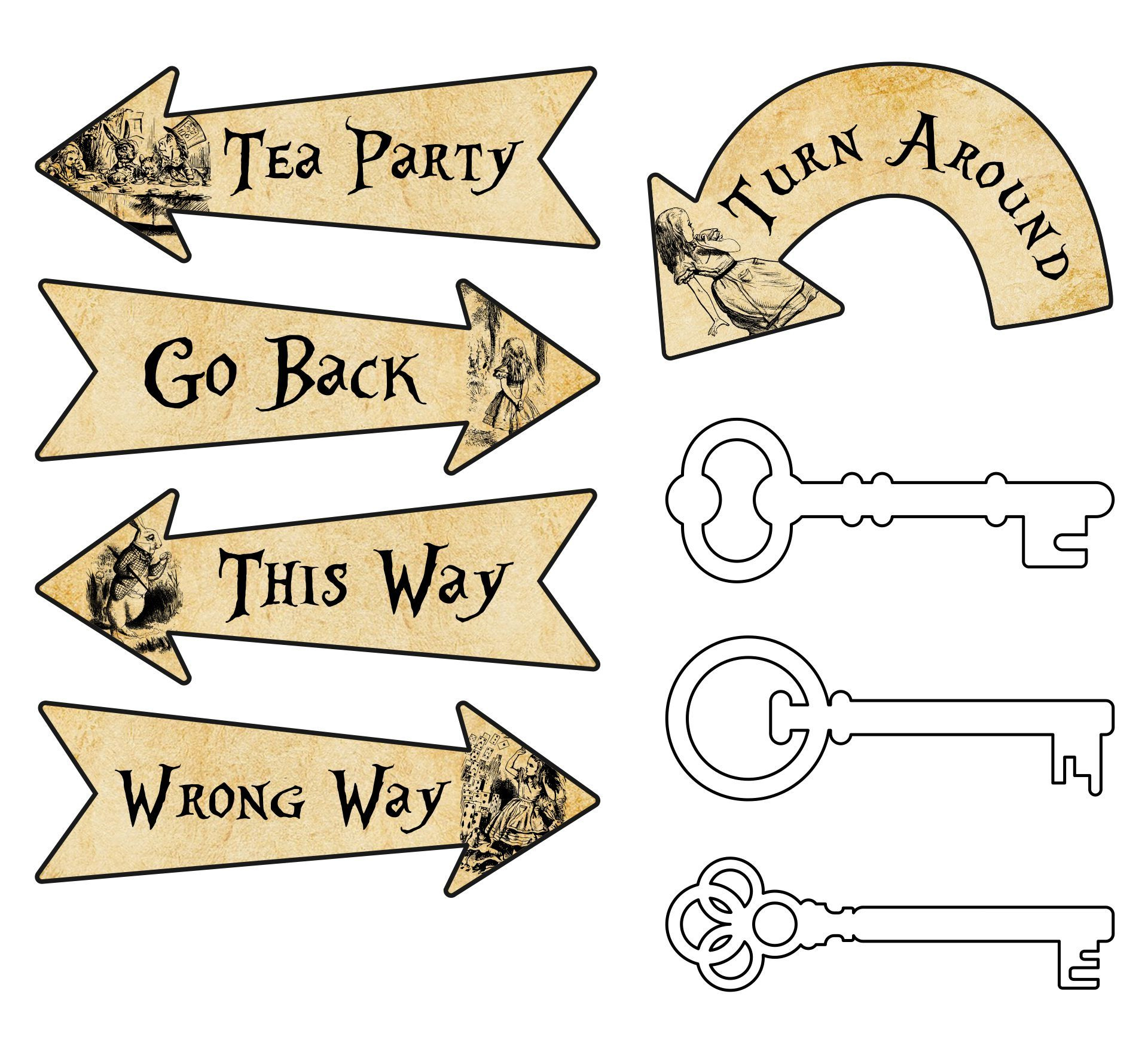 Printable Alice In Wonderland Keys | Printablee | Alice In within Alice In Wonderland Signs Free Printable