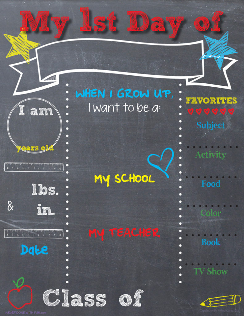 Printable Back-To-School Chalkboard Sign - #Neverdonewithfun with regard to Free Printable Back To School Signs