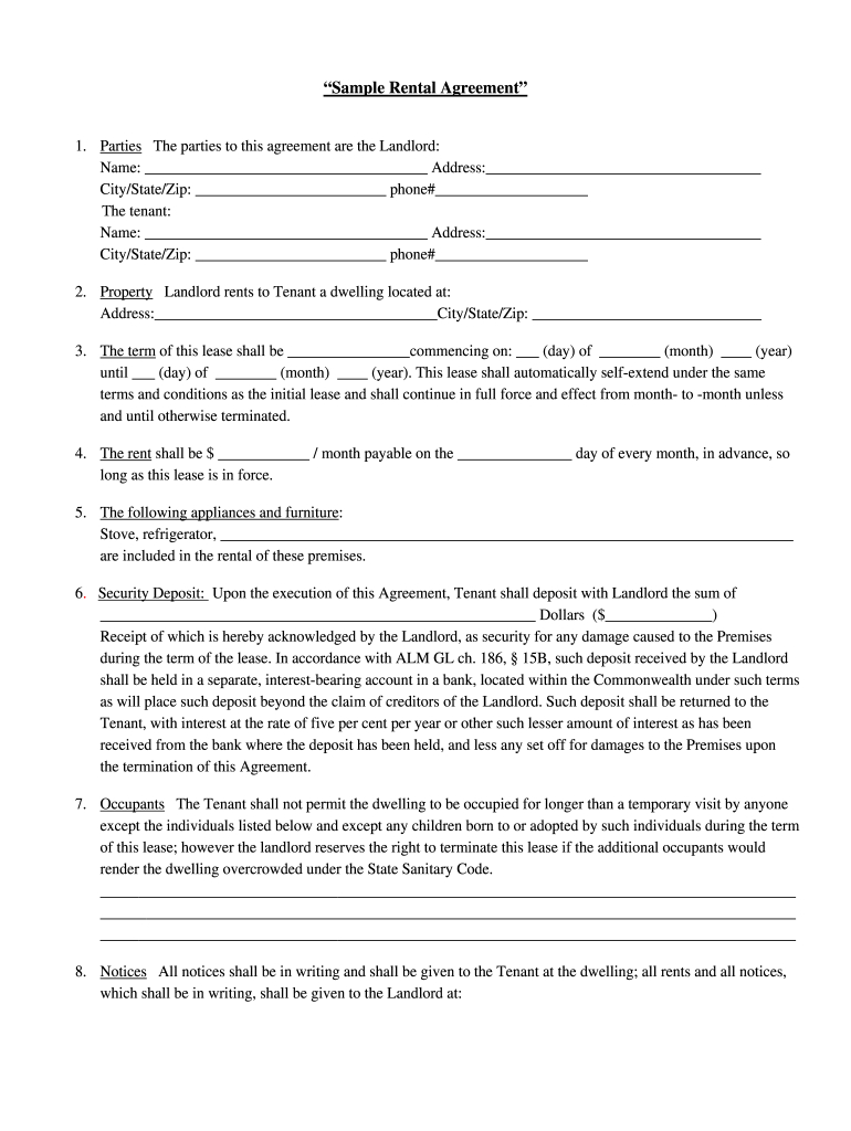 Printable Basic Rental Agreement - Fill Online, Printable for Free Printable Basic Rental Agreement