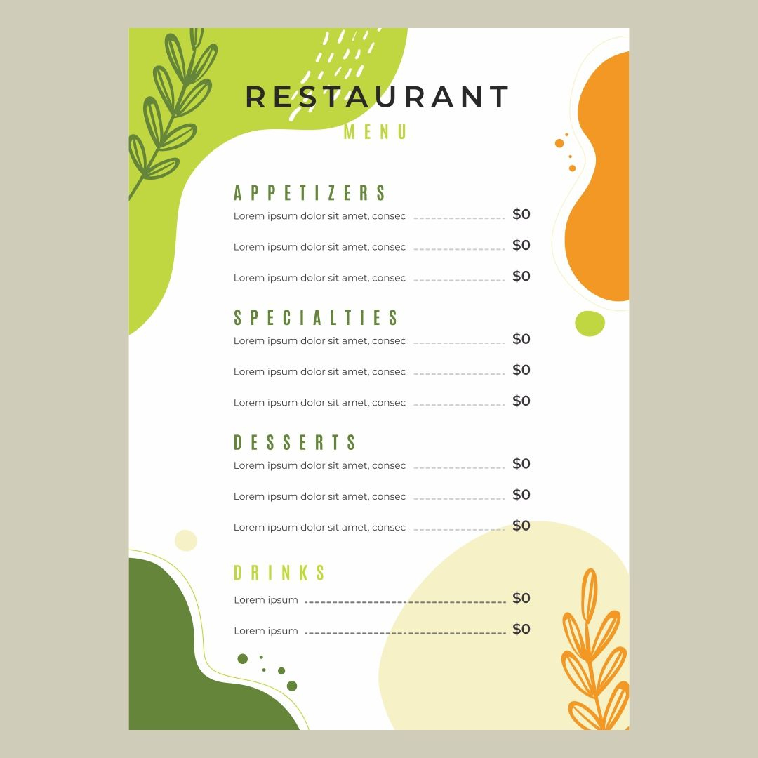 Printable Blank Restaurant Menus | Printablee | Menu Template for Free Printable Restaurant Menu Templates