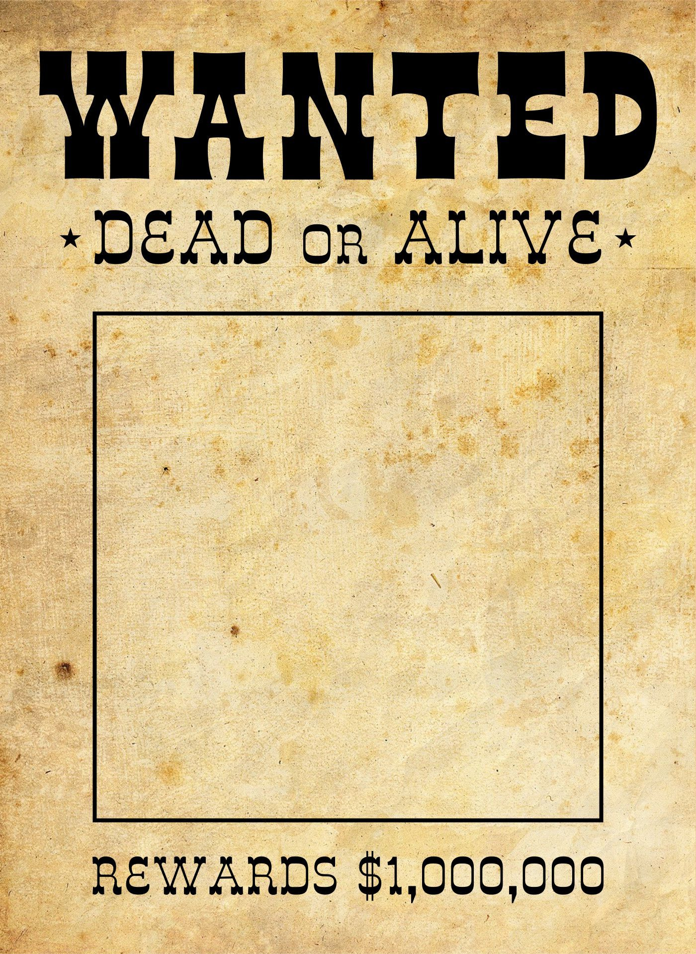 Printable Blank Wanted Poster Template | Wanted Template, Posters for Free Printable Wanted Poster Old West