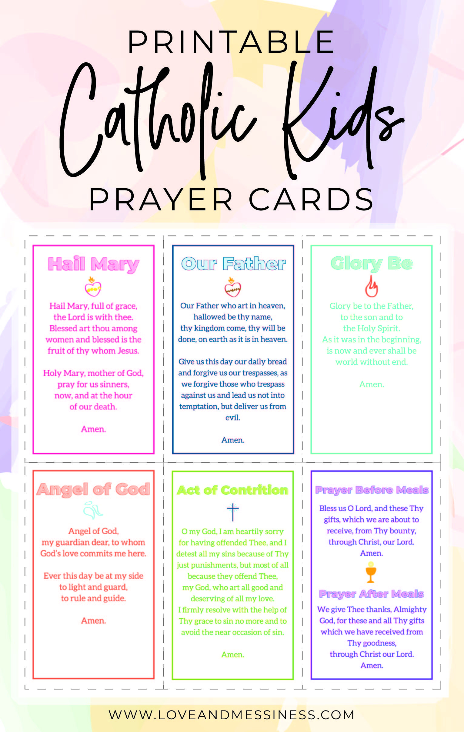 Printable Catholic Kids Prayer Cards | Prayers For Children for Free Printable Catholic Prayer Cards