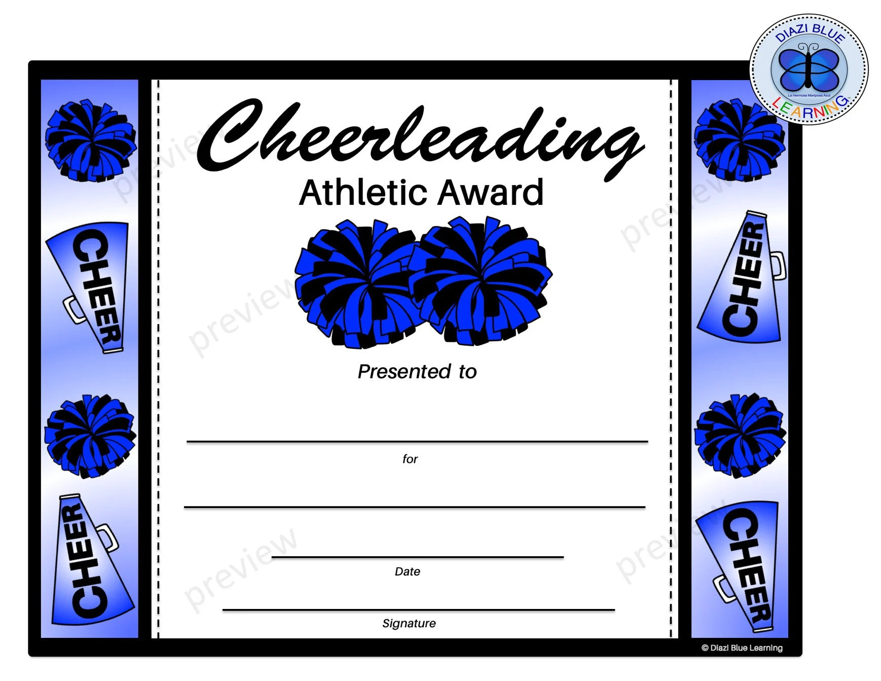 Printable Cheer Awards with Free Printable Cheerleading Certificates