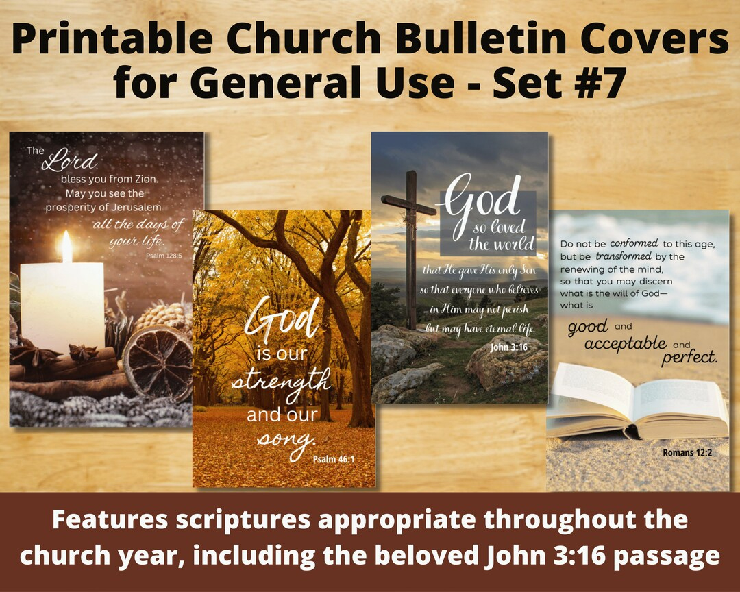 Printable Church Bulletin Covers General Use Set 7 Including John for Free Printable Church Bulletin Covers