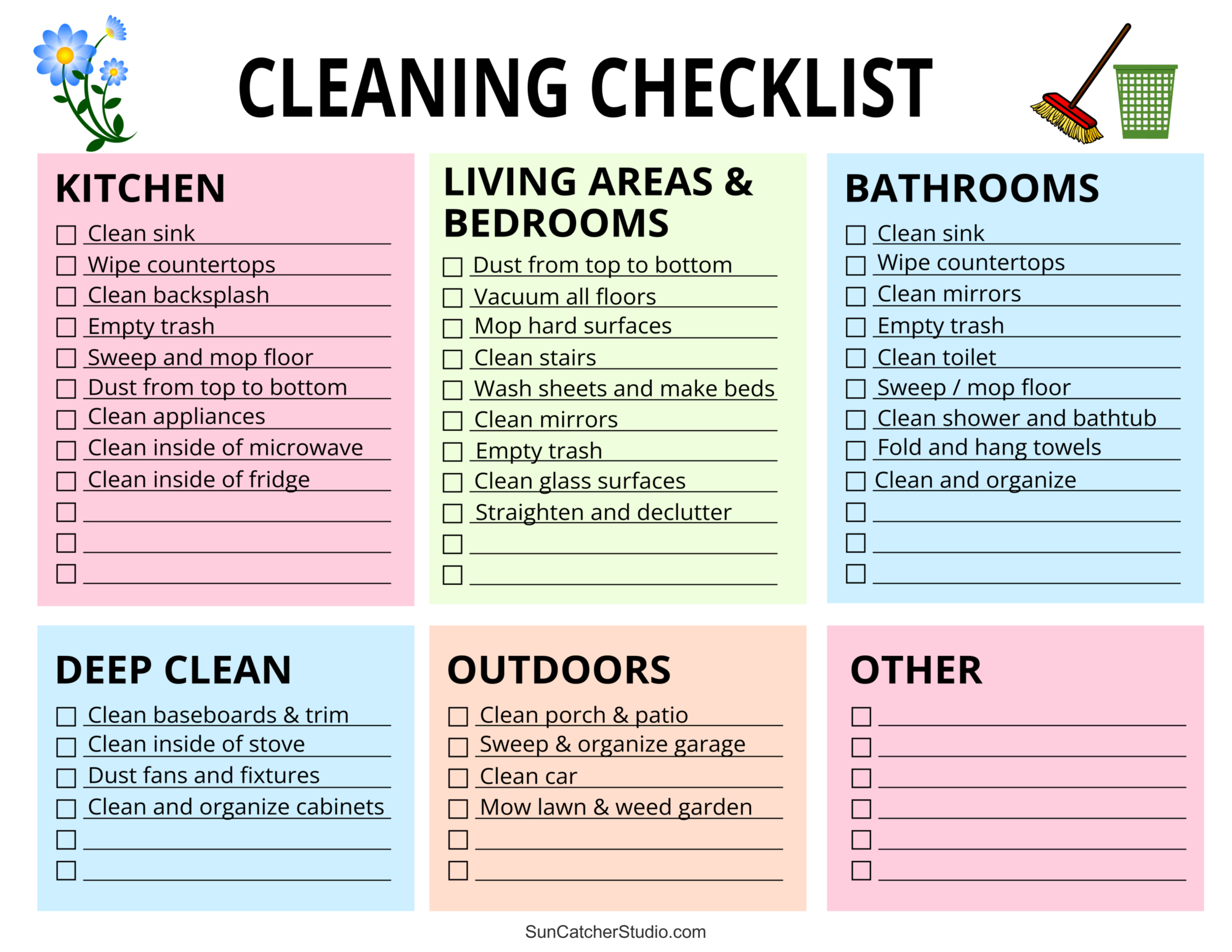 Printable Cleaning Schedule (Spring, Daily, &amp;amp; Weekly Checklists pertaining to Free Printable Cleaning Schedule Template