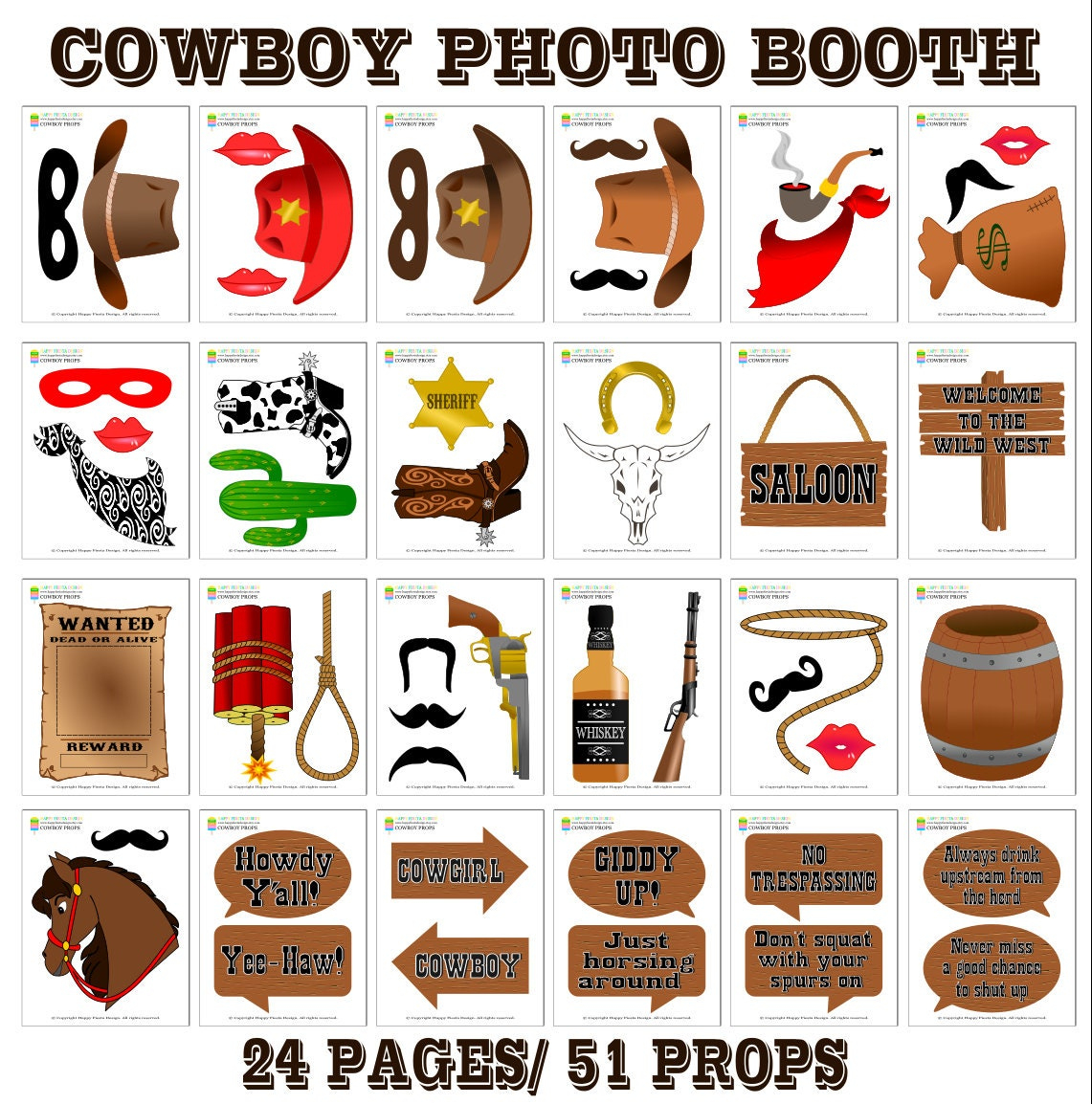 Printable Cowboy Photo Booth Propsphoto Booth Sign-Wild West Photo in Free Printable Western Photo Props