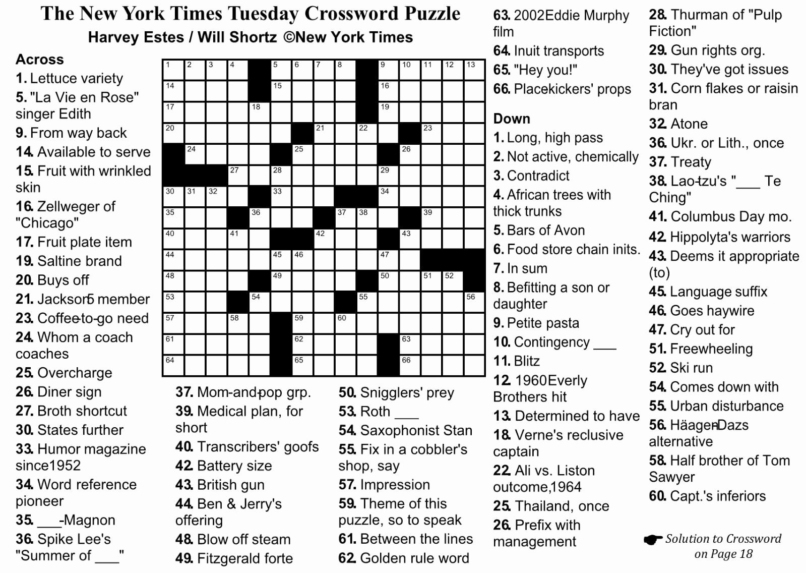 Printable Crossword Puzzles Nytimes - Printable Crossword Puzzles regarding Free Printable Ny Times Crossword Puzzles